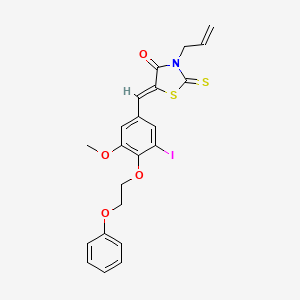 molecular formula C22H20INO4S2 B15040443 (5Z)-5-[3-iodo-5-methoxy-4-(2-phenoxyethoxy)benzylidene]-3-(prop-2-en-1-yl)-2-thioxo-1,3-thiazolidin-4-one 