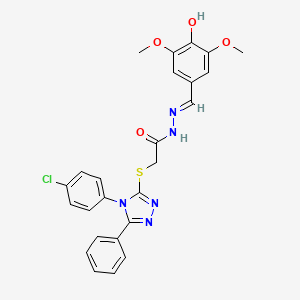 molecular formula C25H22ClN5O4S B15040472 2-{[4-(4-chlorophenyl)-5-phenyl-4H-1,2,4-triazol-3-yl]sulfanyl}-N'-[(E)-(4-hydroxy-3,5-dimethoxyphenyl)methylidene]acetohydrazide 