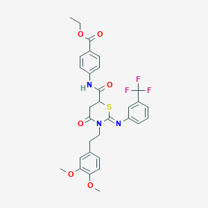 molecular formula C31H30F3N3O6S B15040497 ethyl 4-({[(2Z)-3-[2-(3,4-dimethoxyphenyl)ethyl]-4-oxo-2-{[3-(trifluoromethyl)phenyl]imino}-1,3-thiazinan-6-yl]carbonyl}amino)benzoate 