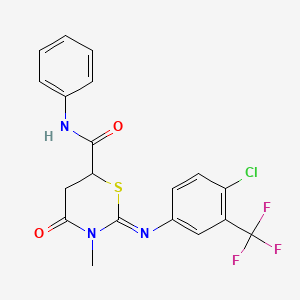 (2Z)-2-{[4-chloro-3-(trifluoromethyl)phenyl]imino}-3-methyl-4-oxo-N-phenyl-1,3-thiazinane-6-carboxamide