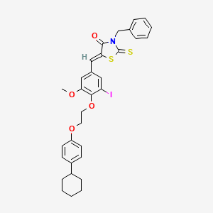 molecular formula C32H32INO4S2 B15040531 (5Z)-3-benzyl-5-{4-[2-(4-cyclohexylphenoxy)ethoxy]-3-iodo-5-methoxybenzylidene}-2-thioxo-1,3-thiazolidin-4-one 