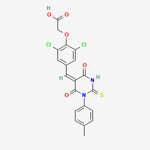 (2,6-dichloro-4-{(E)-[1-(4-methylphenyl)-4,6-dioxo-2-thioxotetrahydropyrimidin-5(2H)-ylidene]methyl}phenoxy)acetic acid