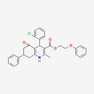 molecular formula C31H28ClNO4 B15040586 2-Phenoxyethyl 4-(2-chlorophenyl)-2-methyl-5-oxo-7-phenyl-1,4,5,6,7,8-hexahydroquinoline-3-carboxylate 