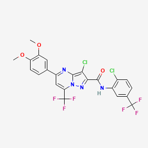 molecular formula C23H14Cl2F6N4O3 B15040601 3-chloro-N-[2-chloro-5-(trifluoromethyl)phenyl]-5-(3,4-dimethoxyphenyl)-7-(trifluoromethyl)pyrazolo[1,5-a]pyrimidine-2-carboxamide 