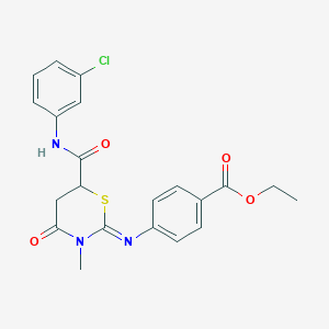 molecular formula C21H20ClN3O4S B15040621 ethyl 4-({(2Z)-6-[(3-chlorophenyl)carbamoyl]-3-methyl-4-oxo-1,3-thiazinan-2-ylidene}amino)benzoate 