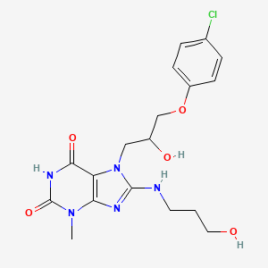 molecular formula C18H22ClN5O5 B15040629 7-(3-(4-chlorophenoxy)-2-hydroxypropyl)-8-((3-hydroxypropyl)amino)-3-methyl-1H-purine-2,6(3H,7H)-dione 