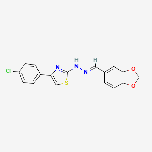 molecular formula C17H12ClN3O2S B15040642 1,3-Benzodioxole-5-carbaldehyde (4-(4-chlorophenyl)-1,3-thiazol-2-YL)hydrazone 