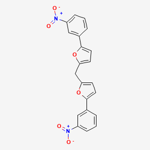 molecular formula C21H14N2O6 B15040659 2-(3-Nitrophenyl)-5-{[5-(3-nitrophenyl)furan-2-YL]methyl}furan 