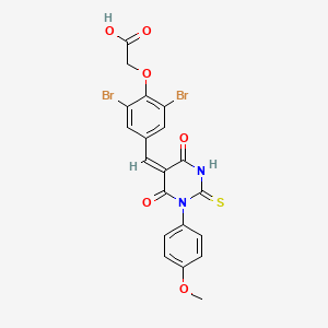 (2,6-dibromo-4-{(E)-[1-(4-methoxyphenyl)-4,6-dioxo-2-thioxotetrahydropyrimidin-5(2H)-ylidene]methyl}phenoxy)acetic acid