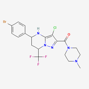 molecular formula C19H20BrClF3N5O B15040696 [5-(4-Bromophenyl)-3-chloro-7-(trifluoromethyl)-4,5,6,7-tetrahydropyrazolo[1,5-a]pyrimidin-2-yl](4-methylpiperazin-1-yl)methanone 