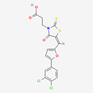 molecular formula C17H11Cl2NO4S2 B15040717 3-[(5E)-5-{[5-(3,4-Dichlorophenyl)furan-2-YL]methylidene}-4-oxo-2-sulfanylidene-1,3-thiazolidin-3-YL]propanoic acid 