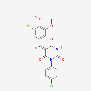 molecular formula C20H16BrClN2O5 B15040736 (5E)-5-(3-bromo-4-ethoxy-5-methoxybenzylidene)-1-(4-chlorophenyl)pyrimidine-2,4,6(1H,3H,5H)-trione 