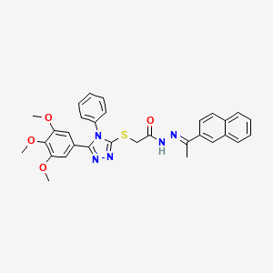 N'-[(1E)-1-(naphthalen-2-yl)ethylidene]-2-{[4-phenyl-5-(3,4,5-trimethoxyphenyl)-4H-1,2,4-triazol-3-yl]sulfanyl}acetohydrazide