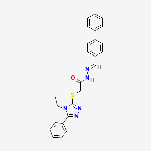 N'-[(E)-biphenyl-4-ylmethylidene]-2-[(4-ethyl-5-phenyl-4H-1,2,4-triazol-3-yl)sulfanyl]acetohydrazide