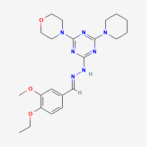 2-[(2E)-2-(4-ethoxy-3-methoxybenzylidene)hydrazinyl]-4-(morpholin-4-yl)-6-(piperidin-1-yl)-1,3,5-triazine