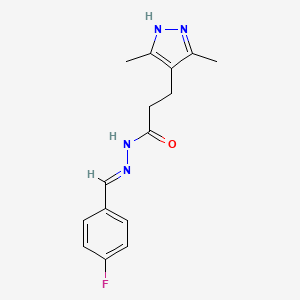 3-(3,5-dimethyl-1H-pyrazol-4-yl)-N'-[(E)-(4-fluorophenyl)methylidene]propanehydrazide