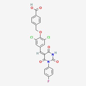 molecular formula C25H15Cl2FN2O6 B15040842 4-[(2,6-dichloro-4-{(E)-[1-(4-fluorophenyl)-2,4,6-trioxotetrahydropyrimidin-5(2H)-ylidene]methyl}phenoxy)methyl]benzoic acid 