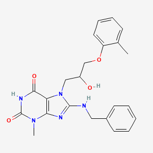 molecular formula C23H25N5O4 B15040854 8-Benzylamino-7-(2-hydroxy-3-o-tolyloxy-propyl)-3-methyl-3,7-dihydro-purine-2,6-dione 