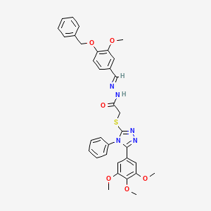 N'-{(E)-[4-(benzyloxy)-3-methoxyphenyl]methylidene}-2-{[4-phenyl-5-(3,4,5-trimethoxyphenyl)-4H-1,2,4-triazol-3-yl]sulfanyl}acetohydrazide