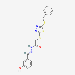 2-{[5-(benzylsulfanyl)-1,3,4-thiadiazol-2-yl]sulfanyl}-N'-[(E)-(3-hydroxyphenyl)methylidene]acetohydrazide