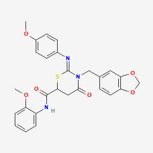 (2Z)-3-(1,3-benzodioxol-5-ylmethyl)-N-(2-methoxyphenyl)-2-[(4-methoxyphenyl)imino]-4-oxo-1,3-thiazinane-6-carboxamide