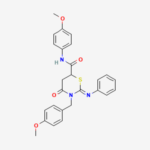 (2Z)-3-(4-methoxybenzyl)-N-(4-methoxyphenyl)-4-oxo-2-(phenylimino)-1,3-thiazinane-6-carboxamide