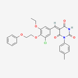 molecular formula C28H25ClN2O6 B15040926 (5Z)-5-[3-chloro-5-ethoxy-4-(2-phenoxyethoxy)benzylidene]-1-(4-methylphenyl)pyrimidine-2,4,6(1H,3H,5H)-trione 