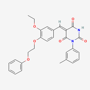 molecular formula C28H26N2O6 B15040927 (5Z)-5-[3-ethoxy-4-(2-phenoxyethoxy)benzylidene]-1-(3-methylphenyl)pyrimidine-2,4,6(1H,3H,5H)-trione 