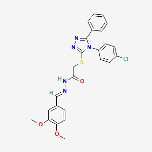 molecular formula C25H22ClN5O3S B15040950 2-{[4-(4-chlorophenyl)-5-phenyl-4H-1,2,4-triazol-3-yl]sulfanyl}-N'-[(E)-(3,4-dimethoxyphenyl)methylidene]acetohydrazide 