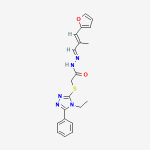 molecular formula C20H21N5O2S B15040964 2-[(4-ethyl-5-phenyl-4H-1,2,4-triazol-3-yl)sulfanyl]-N'-[(1E,2E)-3-(furan-2-yl)-2-methylprop-2-en-1-ylidene]acetohydrazide 