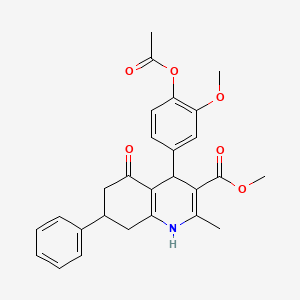 molecular formula C27H27NO6 B15041008 Methyl 4-[4-(acetyloxy)-3-methoxyphenyl]-2-methyl-5-oxo-7-phenyl-1,4,5,6,7,8-hexahydroquinoline-3-carboxylate 