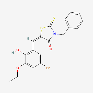 molecular formula C19H16BrNO3S2 B15041059 (5E)-3-benzyl-5-[(5-bromo-3-ethoxy-2-hydroxyphenyl)methylidene]-2-sulfanylidene-1,3-thiazolidin-4-one 