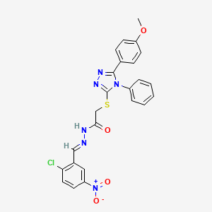 molecular formula C24H19ClN6O4S B15041088 N'-[(E)-(2-chloro-5-nitrophenyl)methylidene]-2-{[5-(4-methoxyphenyl)-4-phenyl-4H-1,2,4-triazol-3-yl]sulfanyl}acetohydrazide 