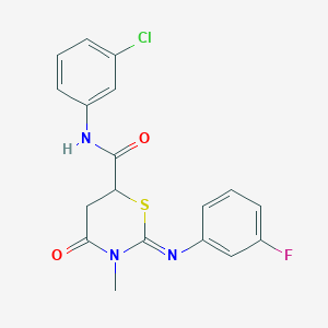 (2E)-N-(3-chlorophenyl)-2-[(3-fluorophenyl)imino]-3-methyl-4-oxo-1,3-thiazinane-6-carboxamide