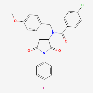 molecular formula C25H20ClFN2O4 B15041123 4-chloro-N-[1-(4-fluorophenyl)-2,5-dioxopyrrolidin-3-yl]-N-(4-methoxybenzyl)benzamide 