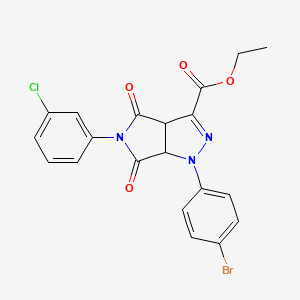 molecular formula C20H15BrClN3O4 B15041137 Ethyl 1-(4-bromophenyl)-5-(3-chlorophenyl)-4,6-dioxo-1,3a,4,5,6,6a-hexahydropyrrolo[3,4-c]pyrazole-3-carboxylate 