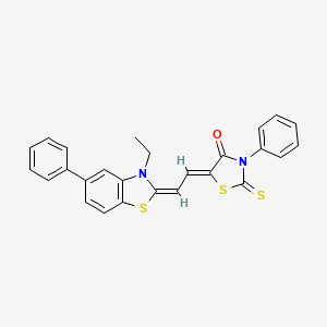 molecular formula C26H20N2OS3 B15041144 (5Z)-5-[(2E)-2-(3-ethyl-5-phenyl-1,3-benzothiazol-2(3H)-ylidene)ethylidene]-3-phenyl-2-thioxo-1,3-thiazolidin-4-one 