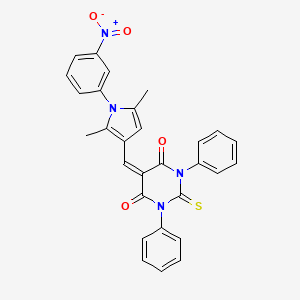 molecular formula C29H22N4O4S B15041170 5-{[2,5-dimethyl-1-(3-nitrophenyl)-1H-pyrrol-3-yl]methylidene}-1,3-diphenyl-2-thioxodihydropyrimidine-4,6(1H,5H)-dione 