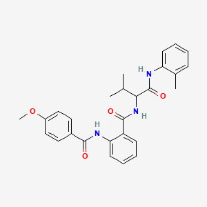 molecular formula C27H29N3O4 B15041197 2-[(4-methoxybenzoyl)amino]-N-[3-methyl-1-(2-methylanilino)-1-oxobutan-2-yl]benzamide CAS No. 345237-93-6