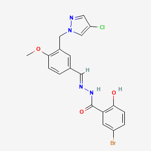 5-bromo-N'-[(E)-{3-[(4-chloro-1H-pyrazol-1-yl)methyl]-4-methoxyphenyl}methylidene]-2-hydroxybenzohydrazide