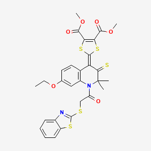 dimethyl 2-{1-[(1,3-benzothiazol-2-ylsulfanyl)acetyl]-7-ethoxy-2,2-dimethyl-3-thioxo-2,3-dihydroquinolin-4(1H)-ylidene}-1,3-dithiole-4,5-dicarboxylate