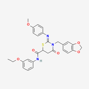 (2Z)-3-(1,3-benzodioxol-5-ylmethyl)-N-(3-ethoxyphenyl)-2-[(4-methoxyphenyl)imino]-4-oxo-1,3-thiazinane-6-carboxamide