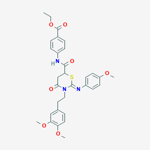 ethyl 4-[({(2Z)-3-[2-(3,4-dimethoxyphenyl)ethyl]-2-[(4-methoxyphenyl)imino]-4-oxo-1,3-thiazinan-6-yl}carbonyl)amino]benzoate