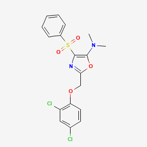 molecular formula C18H16Cl2N2O4S B15041303 4-(benzenesulfonyl)-2-[(2,4-dichlorophenoxy)methyl]-N,N-dimethyl-1,3-oxazol-5-amine 