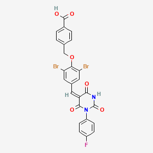 4-[(2,6-dibromo-4-{(E)-[1-(4-fluorophenyl)-2,4,6-trioxotetrahydropyrimidin-5(2H)-ylidene]methyl}phenoxy)methyl]benzoic acid