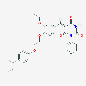 (5Z)-5-(4-{2-[4-(butan-2-yl)phenoxy]ethoxy}-3-ethoxybenzylidene)-1-(4-methylphenyl)pyrimidine-2,4,6(1H,3H,5H)-trione