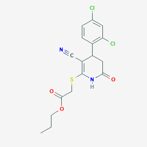 molecular formula C17H16Cl2N2O3S B15041358 Propyl {[3-cyano-4-(2,4-dichlorophenyl)-6-oxo-1,4,5,6-tetrahydropyridin-2-yl]sulfanyl}acetate 