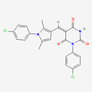 (5Z)-1-(4-chlorophenyl)-5-{[1-(4-chlorophenyl)-2,5-dimethyl-1H-pyrrol-3-yl]methylidene}pyrimidine-2,4,6(1H,3H,5H)-trione