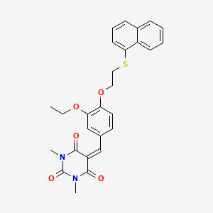 molecular formula C27H26N2O5S B15041408 5-{3-ethoxy-4-[2-(naphthalen-1-ylsulfanyl)ethoxy]benzylidene}-1,3-dimethylpyrimidine-2,4,6(1H,3H,5H)-trione 