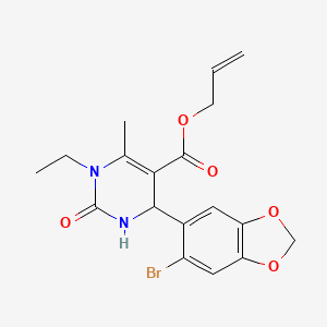 Prop-2-en-1-yl 4-(6-bromo-1,3-benzodioxol-5-yl)-1-ethyl-6-methyl-2-oxo-1,2,3,4-tetrahydropyrimidine-5-carboxylate